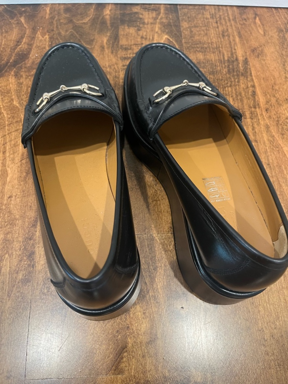 NEW Gucci Horsebit Leather Wedge Loafers in Black, Size 38.5 - Picture 3 of 6
